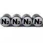 Light Gray N2 Nitrogen Tire Valve Stem Caps - Black Aluminum - Universal