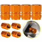 Orange Hex Aluminum Tire Valve Caps - Universal, Fits on all Vehicles