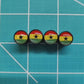 Ghana Flag Tire Valve Stem Caps - Black Aluminum - Set of Four