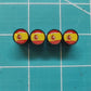 Spain Spanish Flag Tire Valve Caps - Black Aluminum - Set of Four