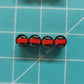 Firefighter Red Line Flag Tire Valve Caps - Black Aluminum - Set of Four