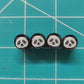 Cute Panda Bear Face Tire Valve Caps - Black Aluminum - Set of Four