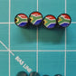 South Africa Flag Tire Valve Caps - Black Aluminum - Set of Four