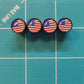 American Flag USA Flag Tire Valve Caps - Black Aluminum - Set of Four