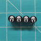 White Spartan Helmet Tire Valve Caps - Black Aluminum - Set of Four