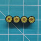 Yellow Sunflower Tire Valve Caps - Black Aluminum - Set of Four