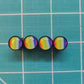 Gradient Rainbow Tire Valve Caps - Black Aluminum - Set of Four