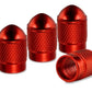 Red Dome Aluminum Tire Valve Caps - Sets of 4, 8, 12 or 20 - Universal, Fits all Vehicles