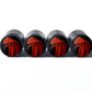 Red King Cobra Snake Tire Valve Caps - Black Aluminum - Set of Four