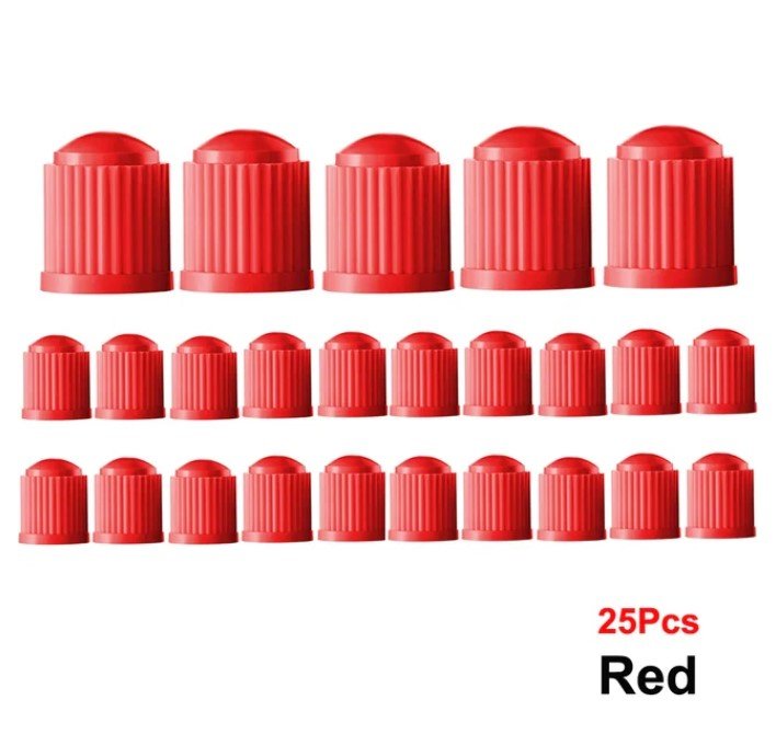 Red Tire Valve Caps - Plastic - Universal