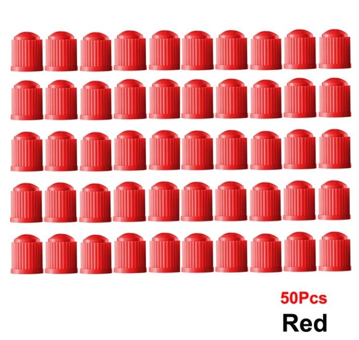 Red Tire Valve Caps - Plastic - Universal