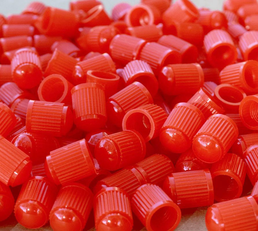 Red Tire Valve Caps - Plastic - Universal