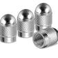 Silver Dome Aluminum Tire Valve Caps - Sets of 4, 8, 12 or 20 - Universal, Fits all Vehicles