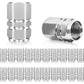 Silver Hex Aluminum Tire Valve Caps - Universal, Fits on all Vehicles