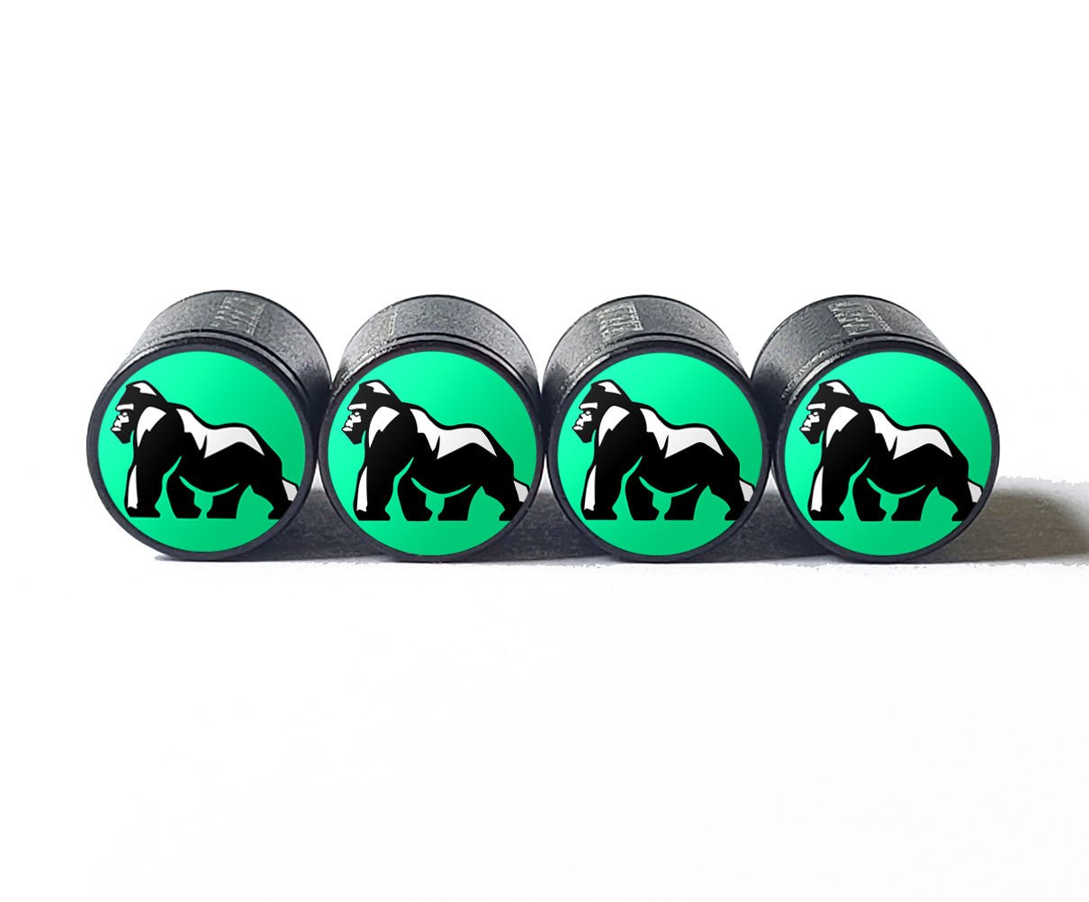 Silverback Gorilla Full Body Tire Valve Caps - Black Aluminum - Set of Four