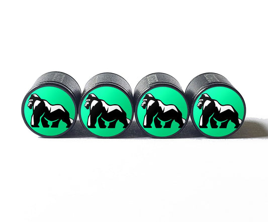 Silverback Gorilla Full Body Tire Valve Caps - Black Aluminum - Set of Four