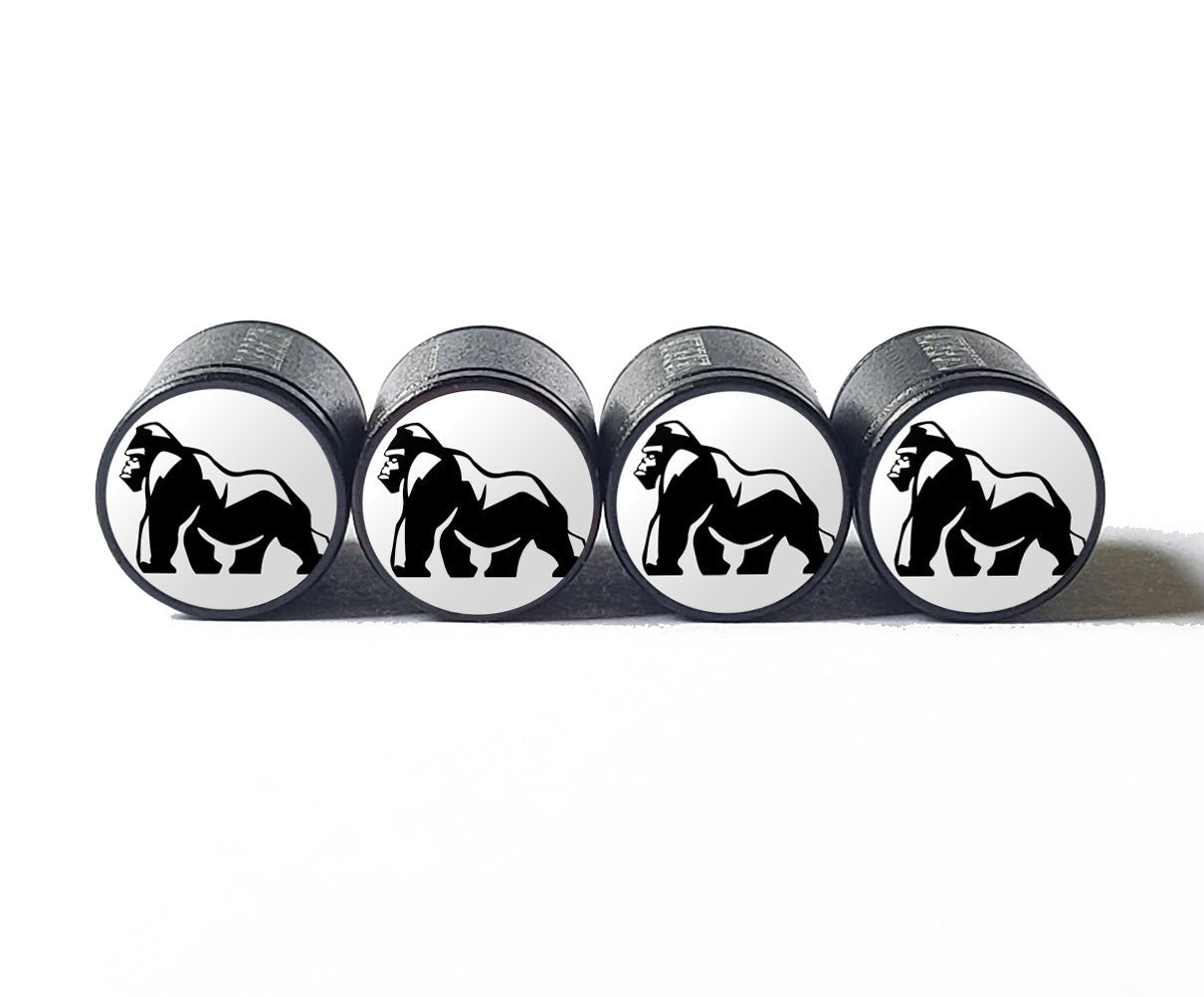 Silverback Gorilla Full Body Tire Valve Caps - Black Aluminum - Set of Four