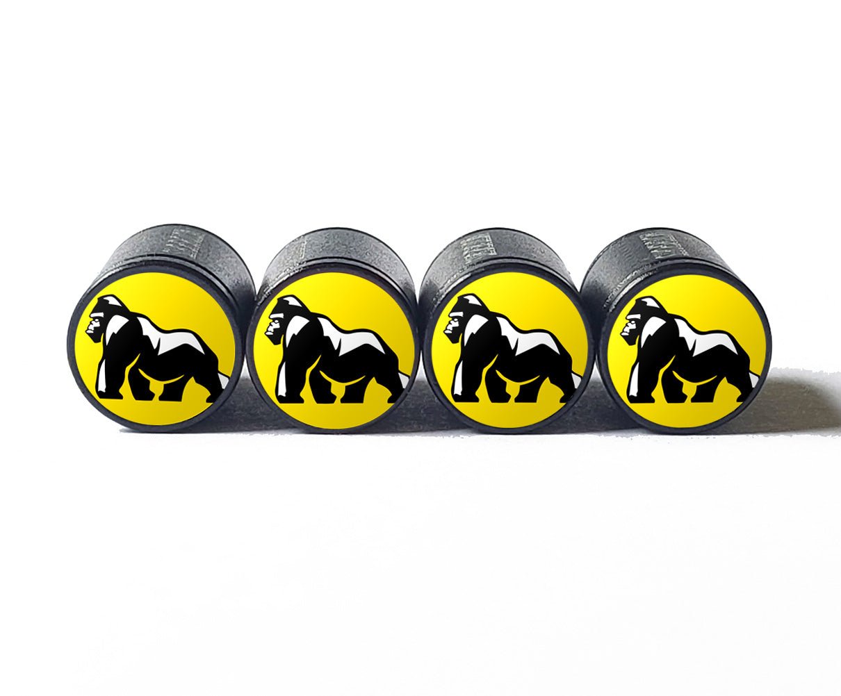 Silverback Gorilla Full Body Tire Valve Caps - Black Aluminum - Set of Four