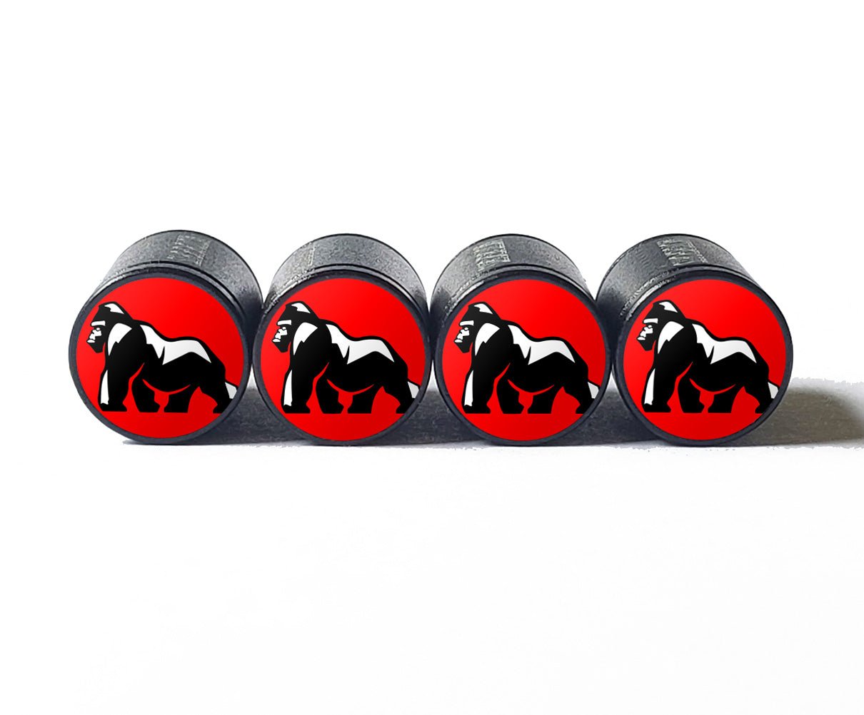 Silverback Gorilla Full Body Tire Valve Caps - Black Aluminum - Set of Four