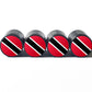 Trinidad and Tobago Flag Tire Valve Stem Caps - Black Aluminum - Set of Four