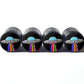 UFO Spaceship with Rainbow Rays Tire Valve Caps - Black Aluminum - Set of Four