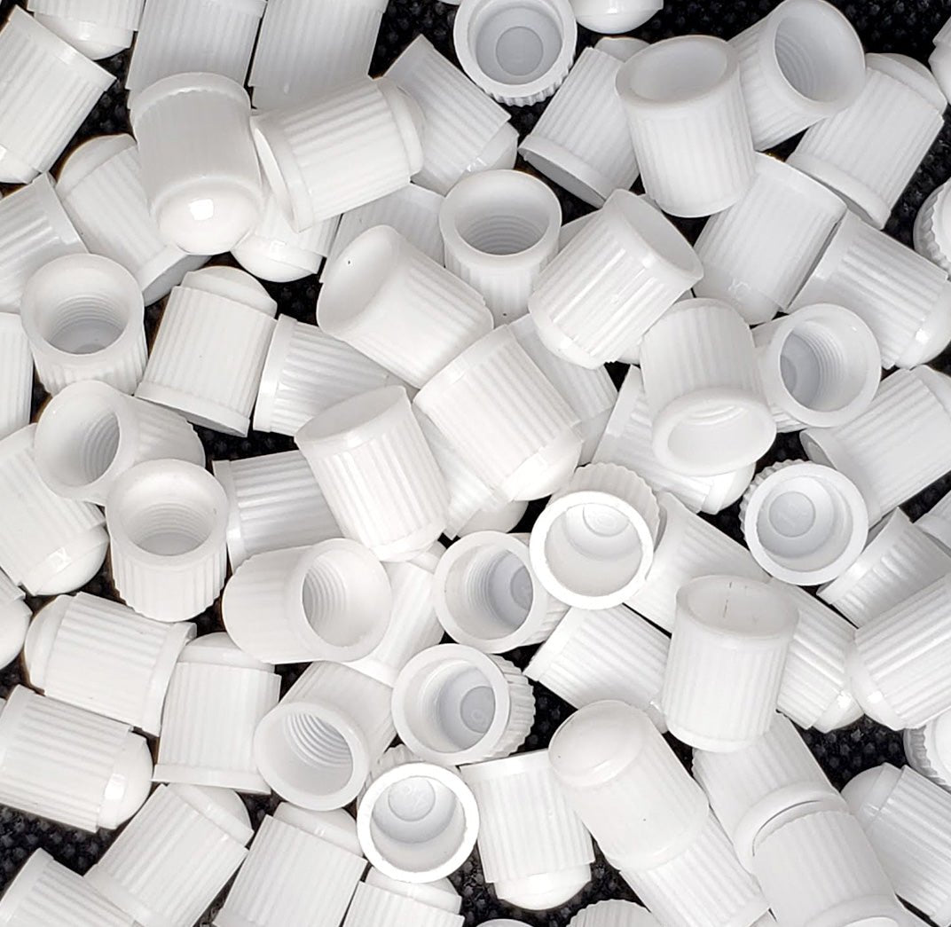 White Tire Valve Caps - Plastic - Universal