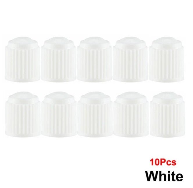 White Tire Valve Caps - Plastic - Universal