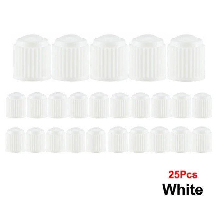 White Tire Valve Caps - Plastic - Universal