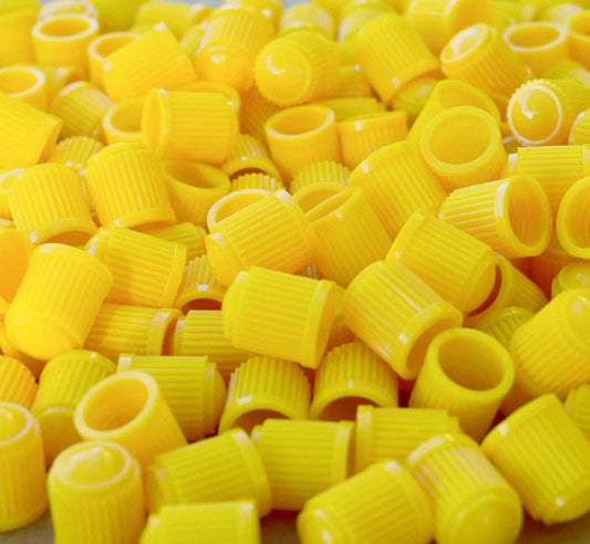 Yellow Tire Valve Caps - Plastic - Universal