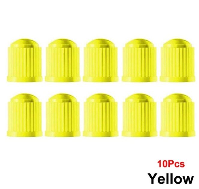 Yellow Tire Valve Caps - Plastic - Universal