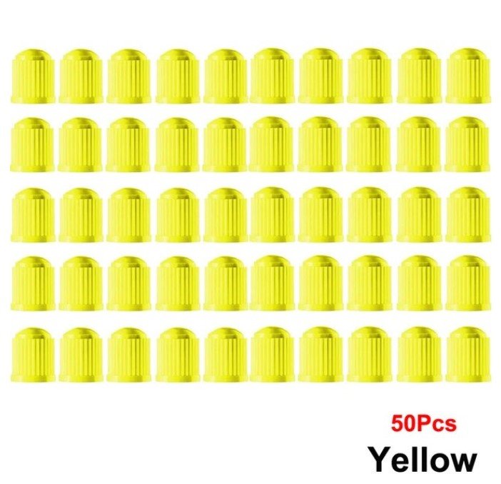 Yellow Tire Valve Caps - Plastic - Universal