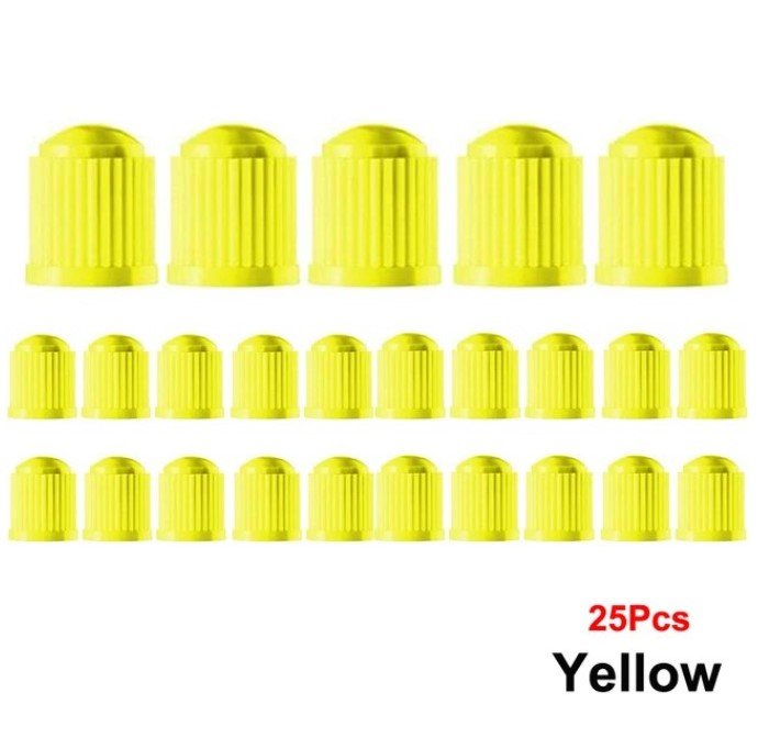 Yellow Tire Valve Caps - Plastic - Universal