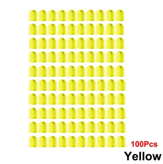 Yellow Tire Valve Caps - Plastic - Universal