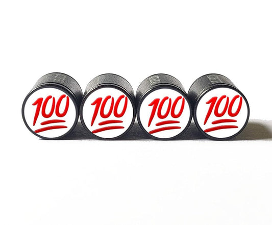 100 Percent Emoji Tire Valve Stem Caps - Black Aluminum - Set of Four