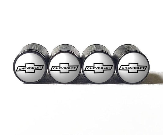 1964 Chevrolet Chevy Tire Valve Caps - Black Aluminum - Set of Four