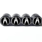 Acura Car Logo Tire Valve Stem Caps - Black Aluminum - Set of Four