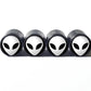 Alien Face Tire Valve Caps - Black Aluminum - Set of Four (5 colors)