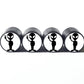 Alien Peace Sign (Style 1) Tire Valve Caps - Black Aluminum - Set of 4