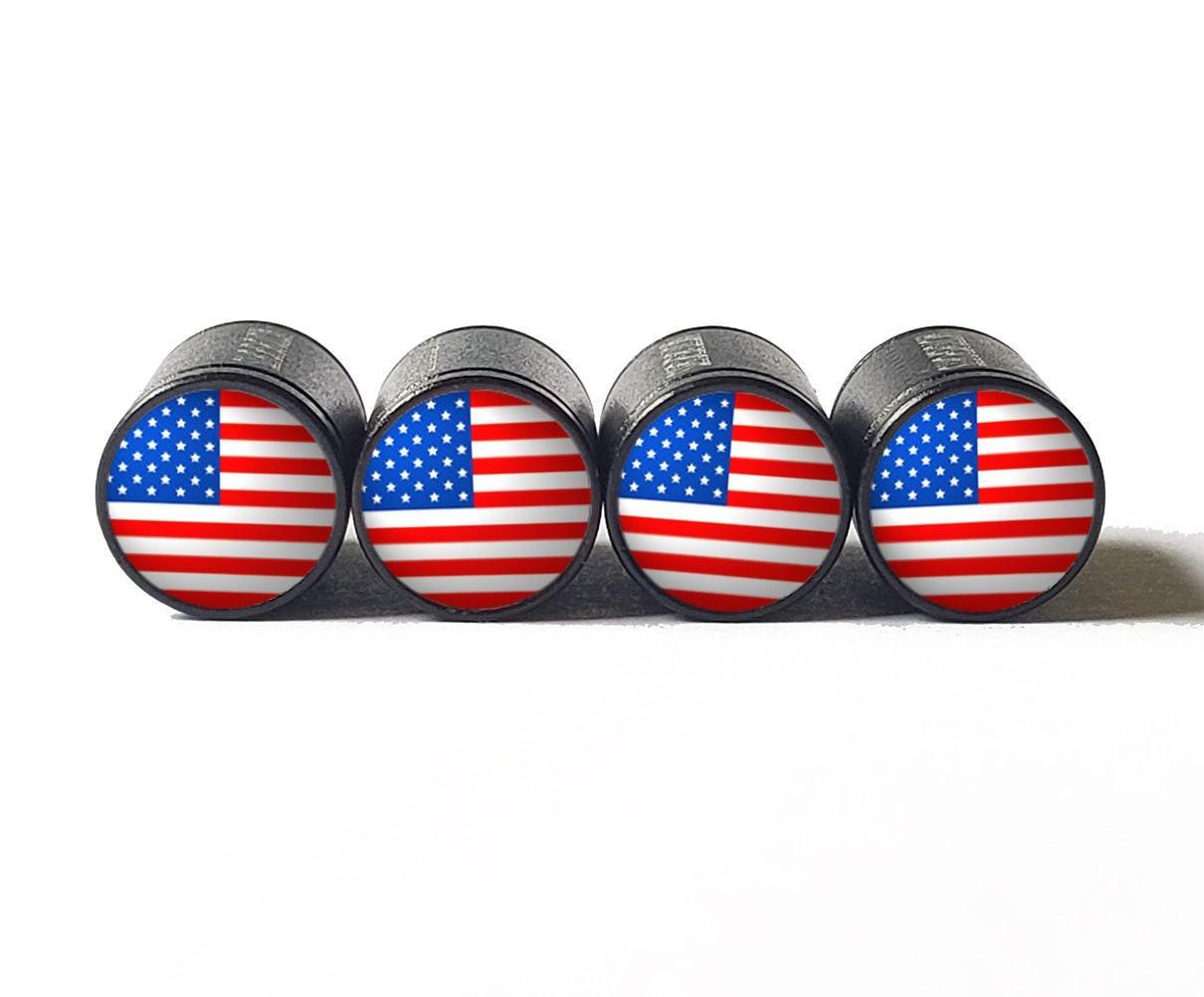 American Flag - USA Flag - Tire Valve Caps - Aluminum - Set of 4