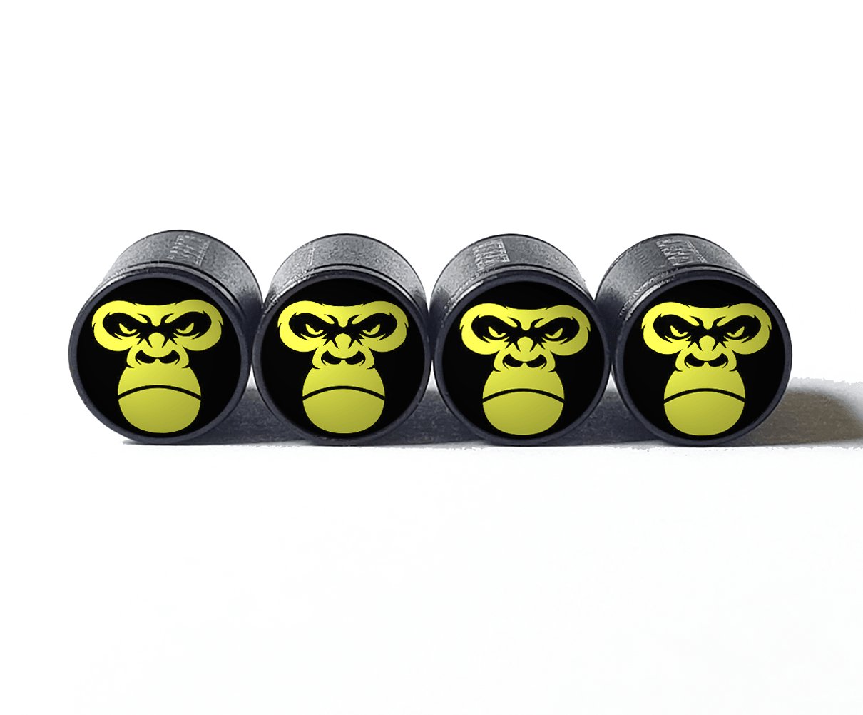 Angry Gorilla Ape (Style 1) Tire Valve Caps - Aluminum - Set of Four