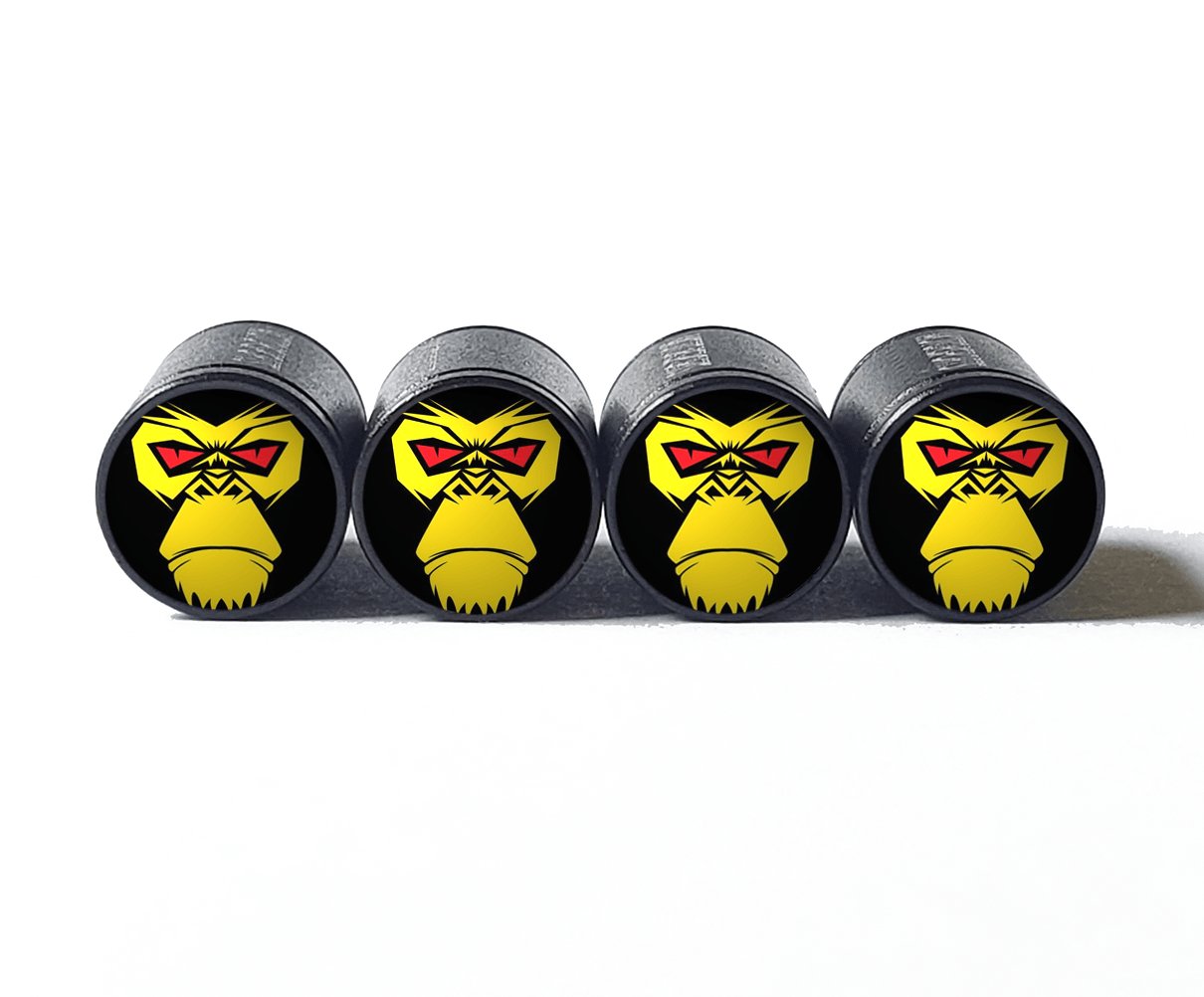 Angry Gorilla Ape (Style 2) Tire Valve Caps - Aluminum - Set of Four