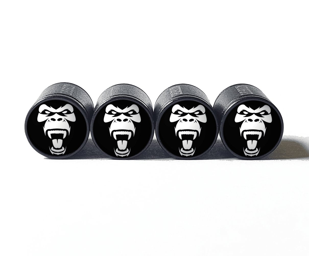 Angry Gorilla Ape (Style 3) Tire Valve Caps - Aluminum - Set of Four