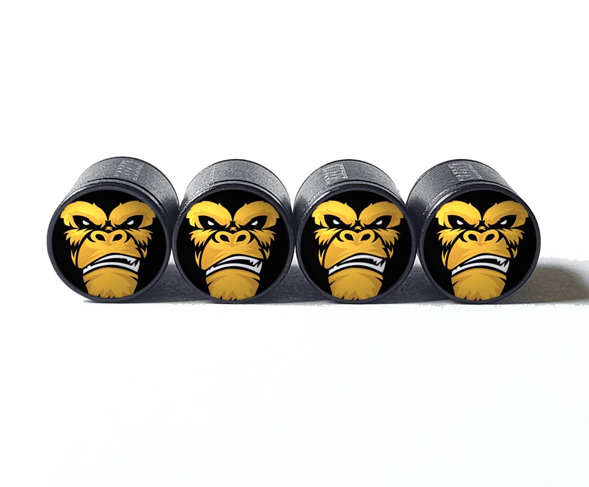 Angry Gorilla Ape (Style 4) Tire Valve Caps - Aluminum - Set of Four