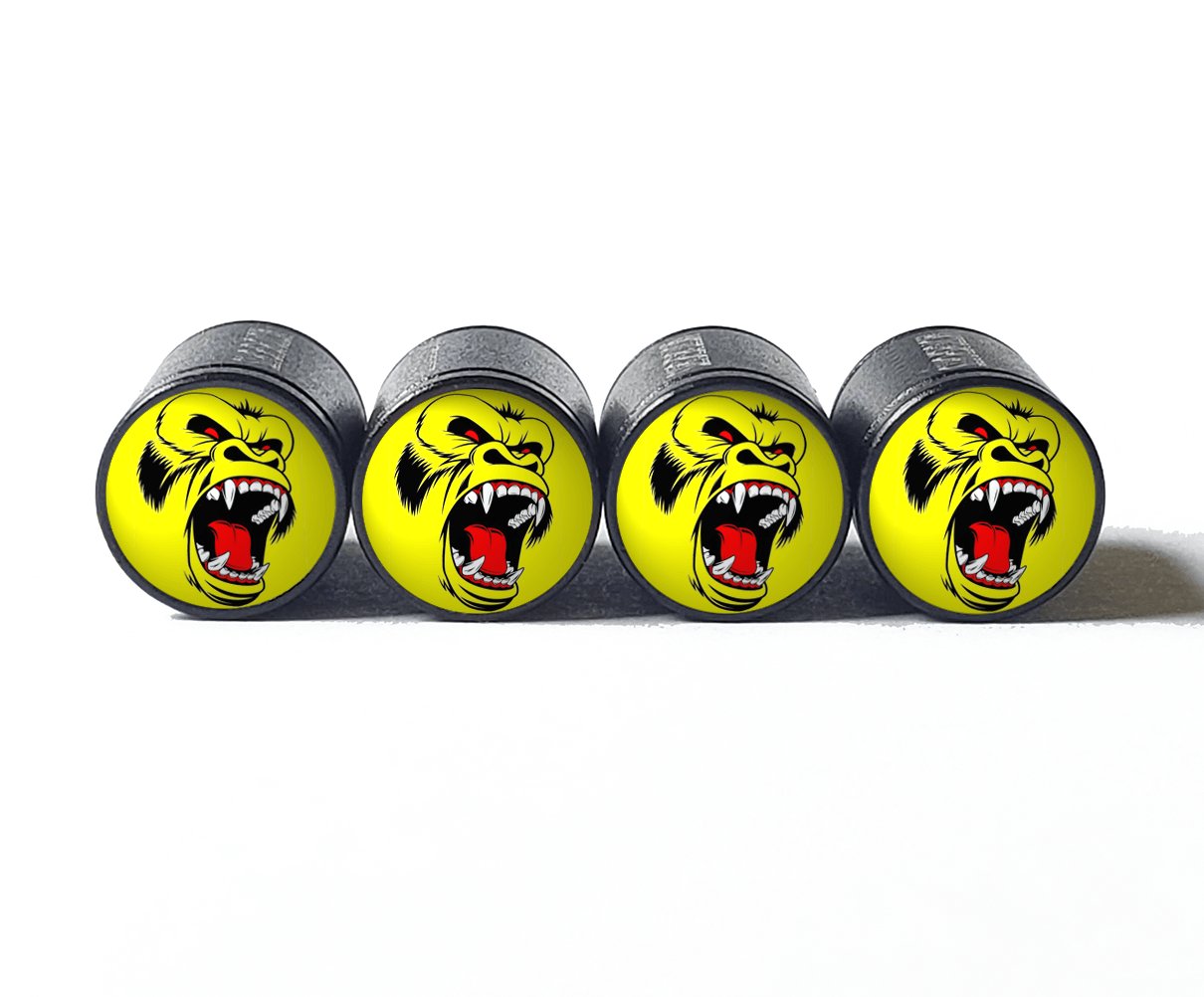 Angry Gorilla Ape (Style 7) Tire Valve Caps - Aluminum - Set of Four