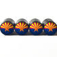 Arizona State Flag Tire Valve Stem Caps - Black Aluminum - Set of Four