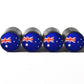 Australia Flag Tire Valve Stem Caps - Black, Aluminum - Set of Four