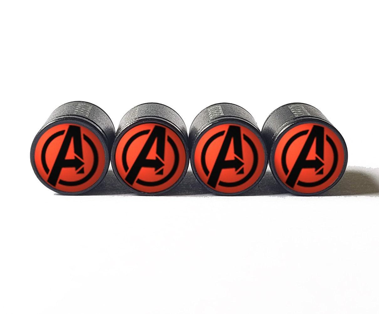 Avengers Tire Valve Stem Caps - Black Aluminum - Set of Four