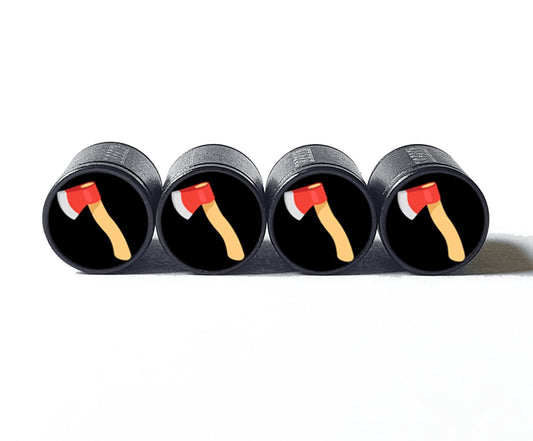 Axe Emoji Tire Valve Caps - Black Aluminum - Set of Four