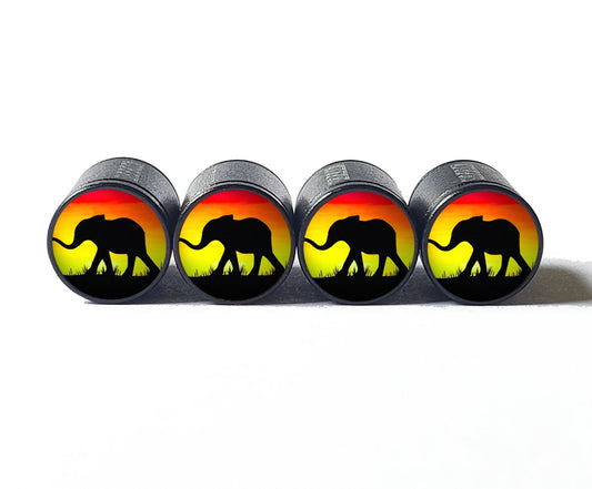 Baby Elephant and the Sunset Tire Valve Caps - Aluminum - Set of Four