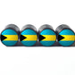 Bahamas Flag Tire Valve Stem Caps - Black Aluminum - Set of Four